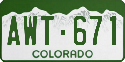 CO license plate AWT671
