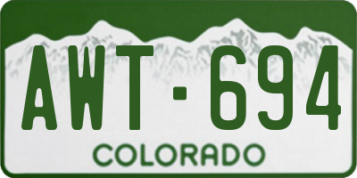 CO license plate AWT694