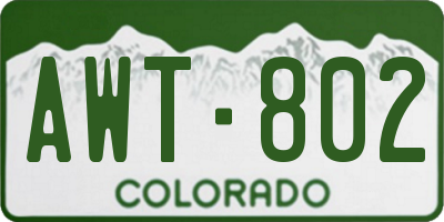 CO license plate AWT802