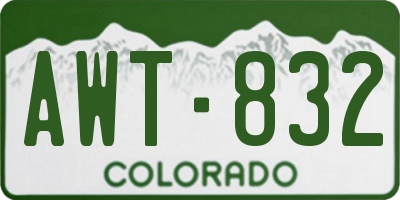 CO license plate AWT832