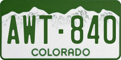 CO license plate AWT840