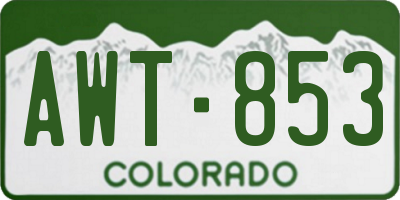 CO license plate AWT853