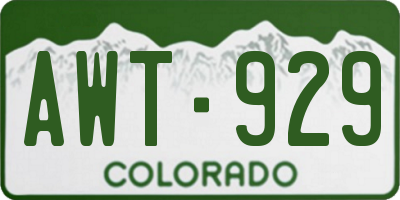 CO license plate AWT929