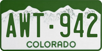 CO license plate AWT942