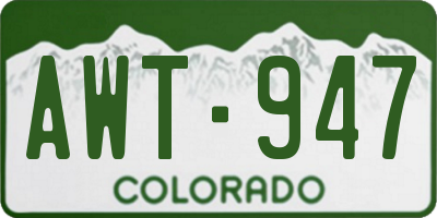 CO license plate AWT947
