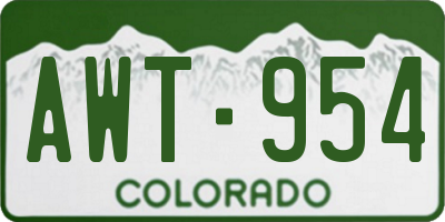 CO license plate AWT954