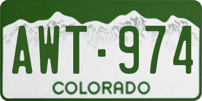 CO license plate AWT974