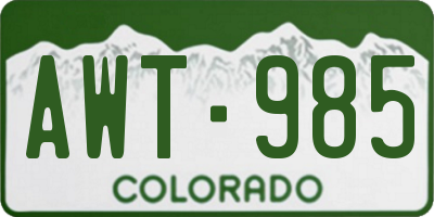 CO license plate AWT985