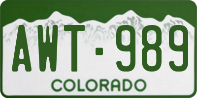 CO license plate AWT989