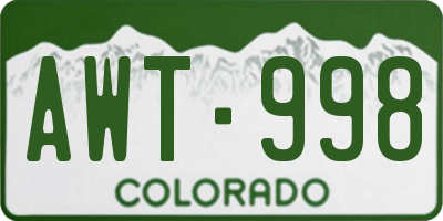 CO license plate AWT998