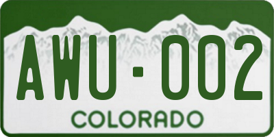 CO license plate AWU002