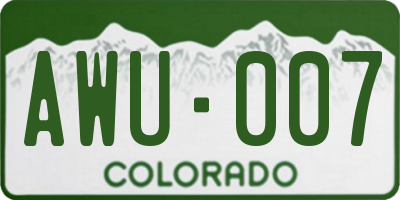 CO license plate AWU007