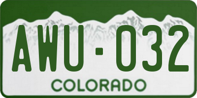 CO license plate AWU032