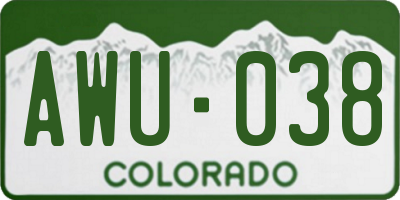 CO license plate AWU038