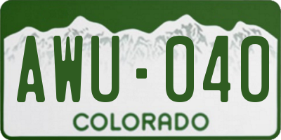 CO license plate AWU040