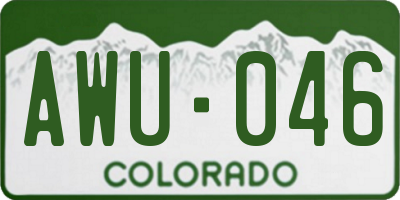 CO license plate AWU046