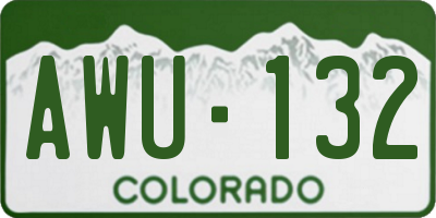 CO license plate AWU132