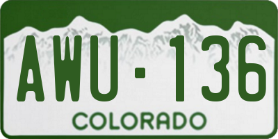 CO license plate AWU136