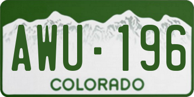 CO license plate AWU196