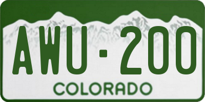 CO license plate AWU200
