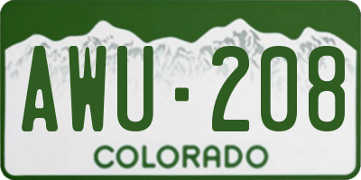 CO license plate AWU208