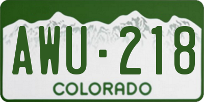 CO license plate AWU218