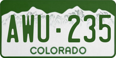 CO license plate AWU235