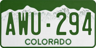 CO license plate AWU294