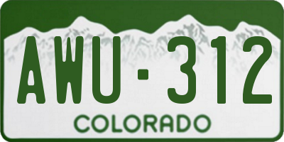 CO license plate AWU312