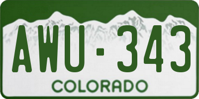 CO license plate AWU343
