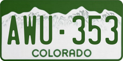 CO license plate AWU353