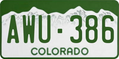CO license plate AWU386
