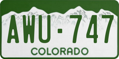 CO license plate AWU747