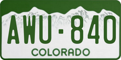 CO license plate AWU840