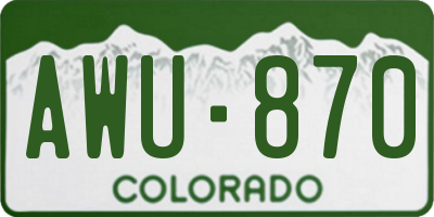 CO license plate AWU870
