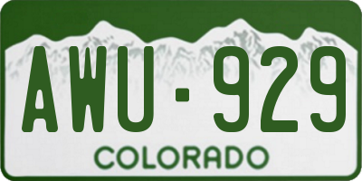 CO license plate AWU929