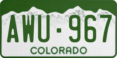 CO license plate AWU967