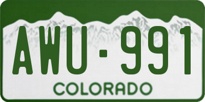 CO license plate AWU991