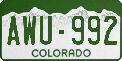 CO license plate AWU992