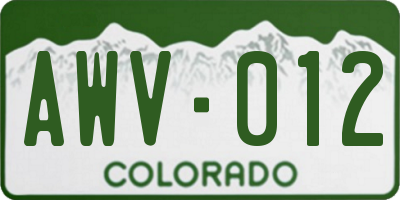 CO license plate AWV012