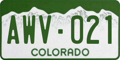 CO license plate AWV021