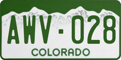 CO license plate AWV028