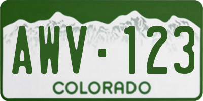 CO license plate AWV123