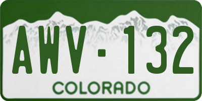 CO license plate AWV132