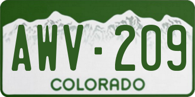 CO license plate AWV209