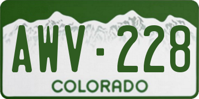 CO license plate AWV228