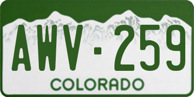 CO license plate AWV259