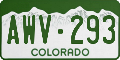 CO license plate AWV293