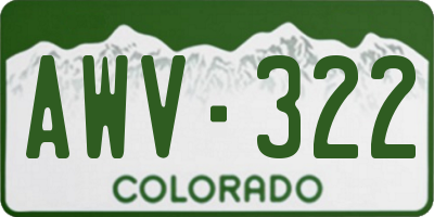 CO license plate AWV322