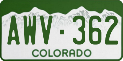 CO license plate AWV362